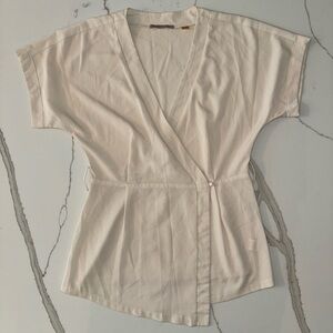 Tart - Elegant Cream Wrap Top - Size S